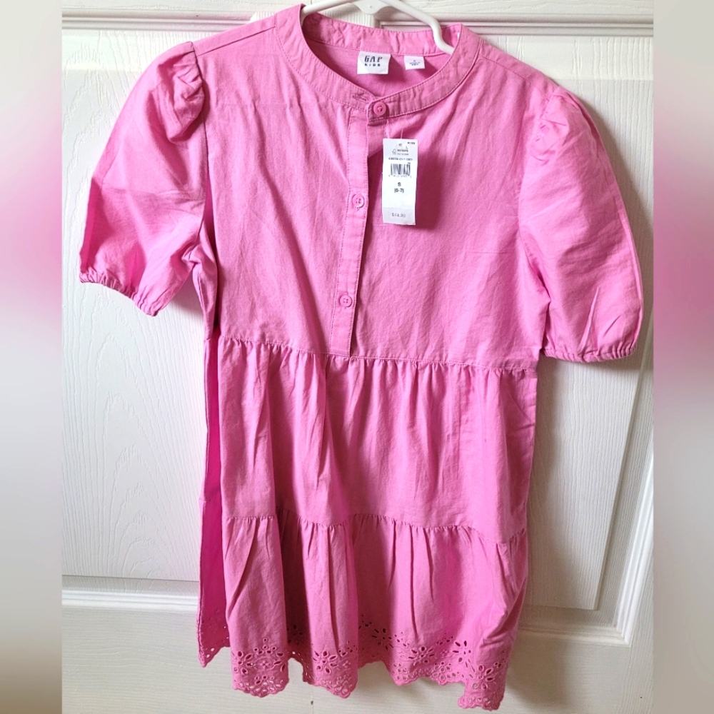 NWT Pink Short Sleeve Tiered Dress Size S 6/7